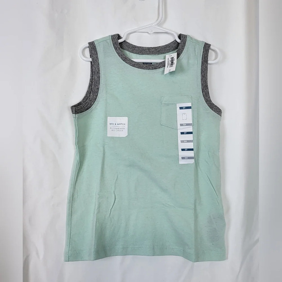 Old Navy Boys‎ Toddler Mint Green Gray Sleeveless Muscle Pocket Tank 5T/5A New - Picture 1 of 5
